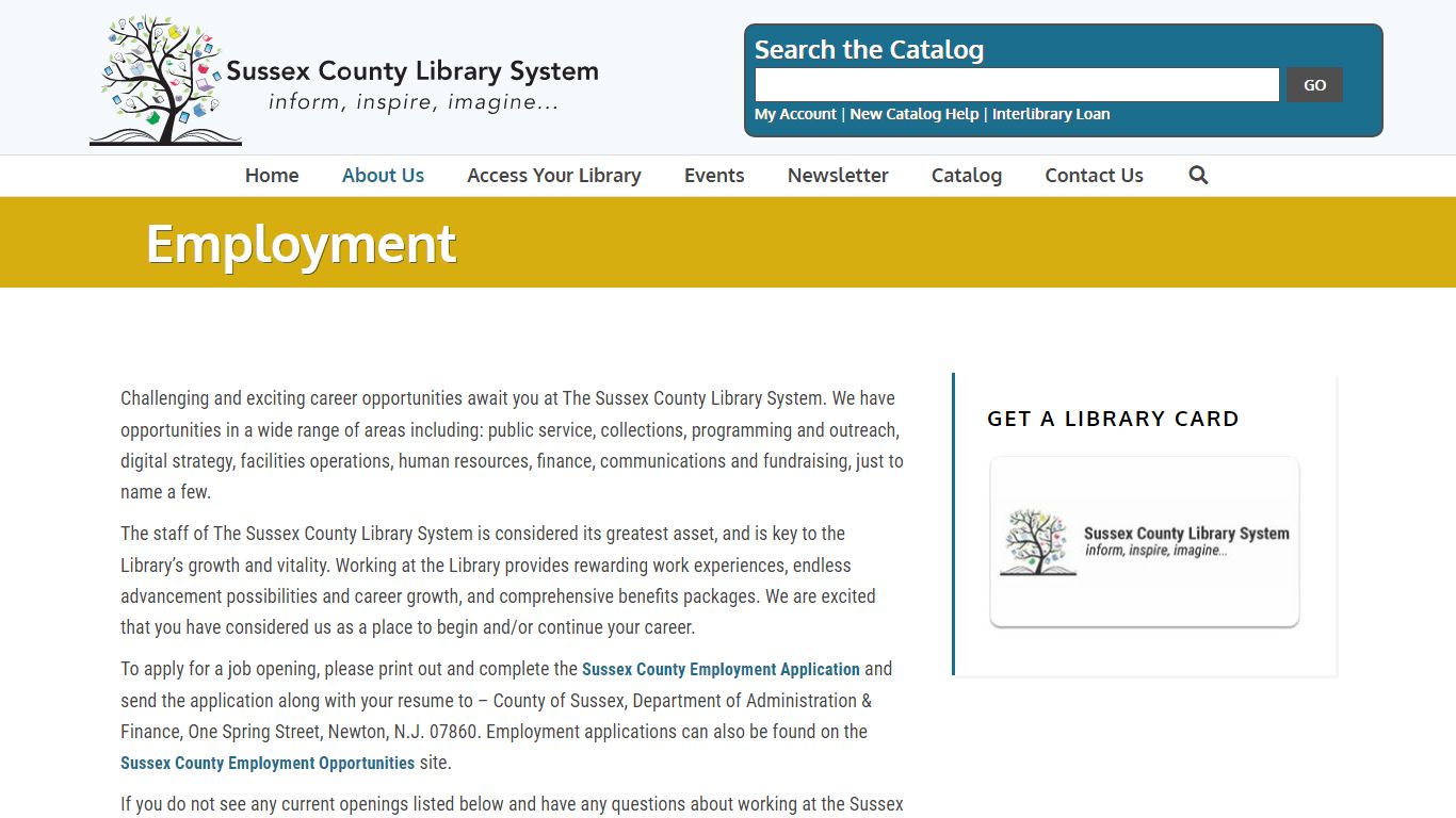 Employment - Sussex County Library