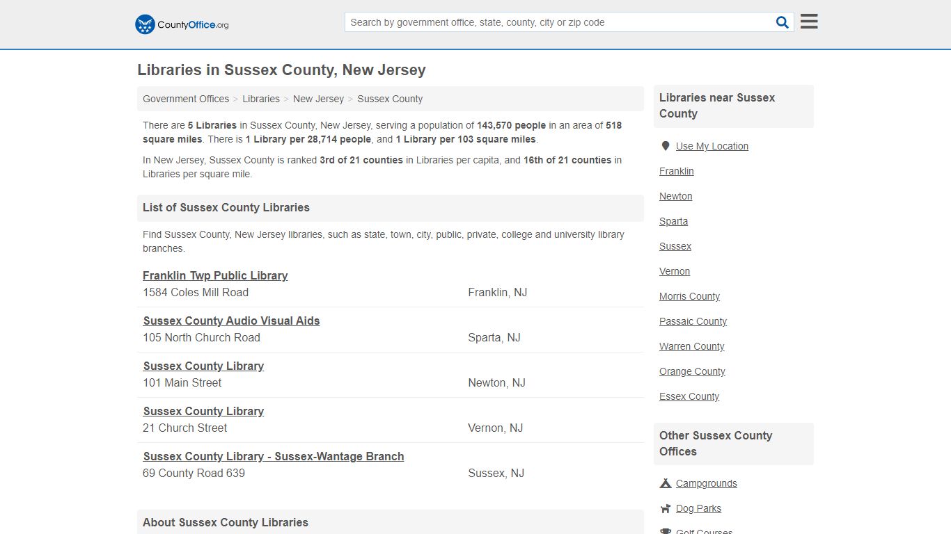 Libraries - Sussex County, NJ (Catalogs & Programs)